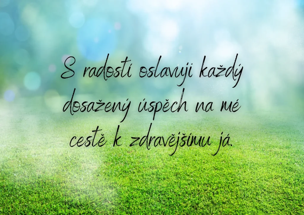 S radostí oslavuji každý dosažený úspěch na mé cestě k zdravějšímu já.